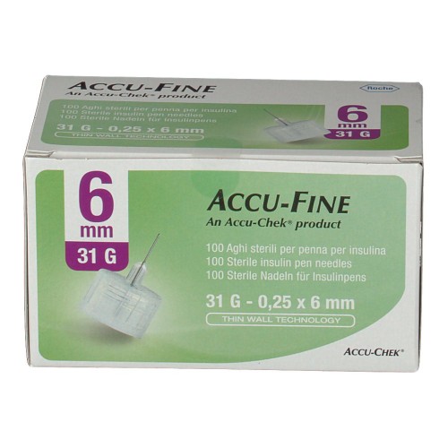 AGO PER PENNA DA INSULINA ACCU-FINE PEN NEEDLE ACCU-CHEK GAUGE 31 X 6MM 100 PEZZI - Farmavicinoate
