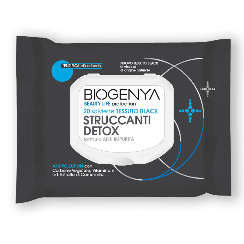 BIOGENYA BEAUTY LIFE PROTECTION 20 SALVIETTE TESSUTO BLACK STRUCCANTI DETOX - Farmavicinoate