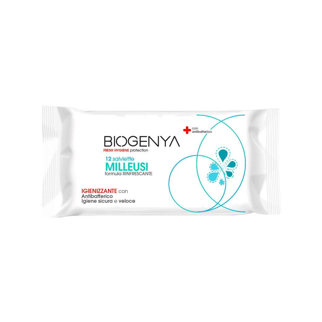 BIOGENYA FRESH HYGIENE PROTECTION 12 SALVIETTE MILLEUSI RINFRESCANTE IGIENIZZANTE - Farmavicinoate
