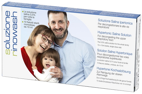 RINOWASH SOLUZIONE SALINA IPERTONICA PER PULIZIA NASO 10 FIALE RICHIUDIBILI X 10 ML - Farmavicinoate