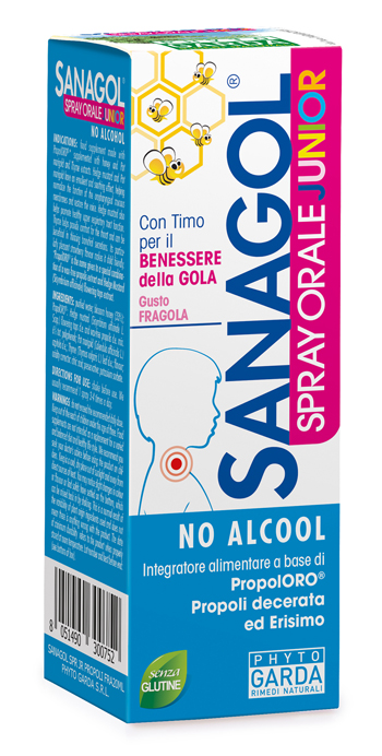 SANAGOL SPRAY JUNIOR PROPOLI FRAGOLA 20 ML - Farmavicinoate