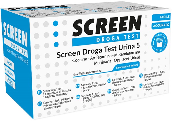 SCREEN DROGA TEST 5 DROGHE TEST ANTIDROGA CON CONTENITORE URINA - Farmavicinoate