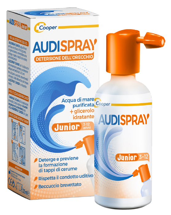 SOLUZIONE DI ACQUA DI MARE IPERTONICO AUDISPRAY JUNIOR IGIENE ORECCHIO SPRAY SENZA GAS 25 ML - Farmavicinoate