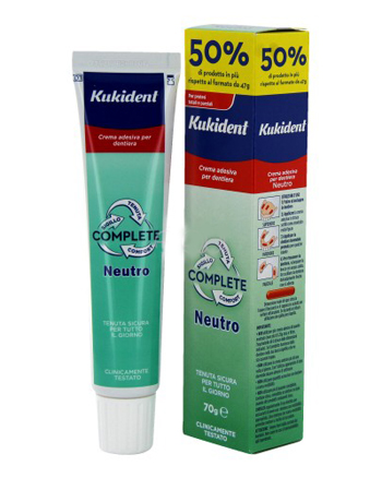 KUKIDENT NEUTRO COMPLETE CREMA ADESIVA PER PROTESI DENTARIE 70 G - Farmavicinoate