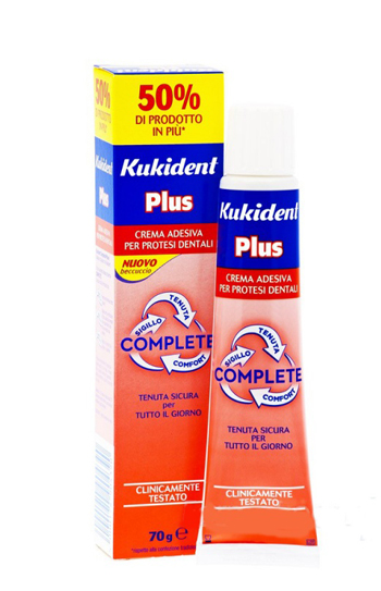 KUKIDENT PLUS COMPLETE CREMA ADESIVA PER PROTESI DENTARIE 70 G - Farmavicinoate