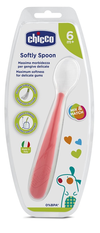 CHICCO CUCCHIAIO MORBIDO SILICONE 6M+ ROSSO UP - Farmavicinoate