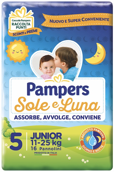 PANNOLINO PER BAMBINO PAMPERS SOLE & LUNA FLASH JUNIOR 16 PEZZI - Farmavicinoate