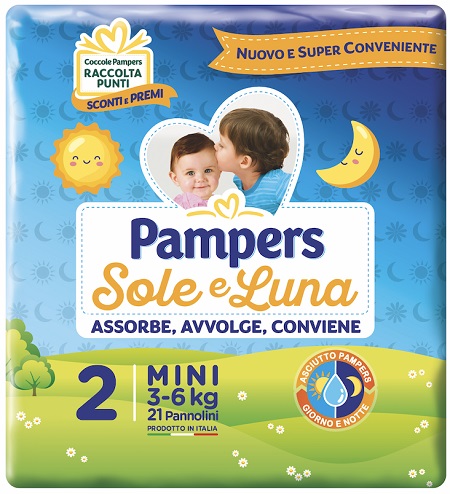 PANNOLINO PER BAMBINO PAMPERS SOLE & LUNA FLASH MINI 21 PEZZI - Farmavicinoate