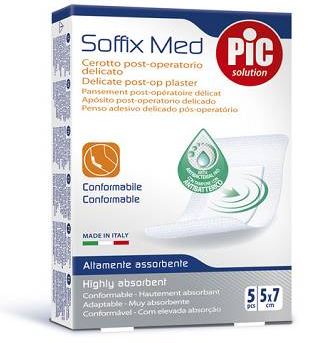 CEROTTO PIC SOFFIX MED IN TNT CON TAMPONE CENTRALE ASSORBENTE STERILE MONOUSO 5X7 CM ANTIBATTERICO 5 PEZZI - Farmavicinoate