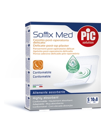CEROTTO PIC SOFFIX MED IN TNT CON TAMPONE CENTRALE ASSORBENTE STERILE MONOUSO 10X8 CM ANTIBATTERICO 5 PEZZI - Farmavicinoate