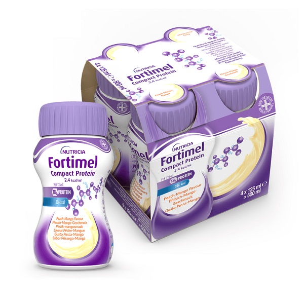 NUTRICIA FORTIMEL COMPACT PROTEIN GUSTO PESCA E MANGO 4 BOTTIGLIE DA 125 ML - Farmavicinoate