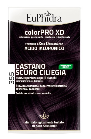 EUPHIDRA COLORPRO XD 355 CASTANO SCURO CILIEGIA GEL COLORANTE CAPELLI IN FLACONE + ATTIVANTE + BALSAMO + GUANTI - Farmavicinoate