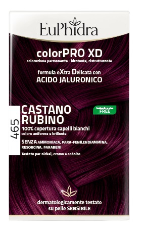 EUPHIDRA COLORPRO XD 465 CAST RUBINO GEL COLORANTE CAPELLI IN FLACONE + ATTIVANTE + BALSAMO + GUANTI - Farmavicinoate