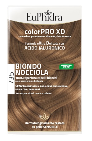EUPHIDRA COLORPRO XD 735 BIONDO NOCCIOLA GEL COLORANTE CAPELLI IN FLACONE + ATTIVANTE + BALSAMO + GUANTI - Farmavicinoate