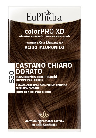 EUPHIDRA COLORPRO XD 530 CASTANO CHIARO DORATO GEL COLORANTE CAPELLI IN FLACONE + ATTIVANTE + BALSAMO + GUANTI - Farmavicinoate