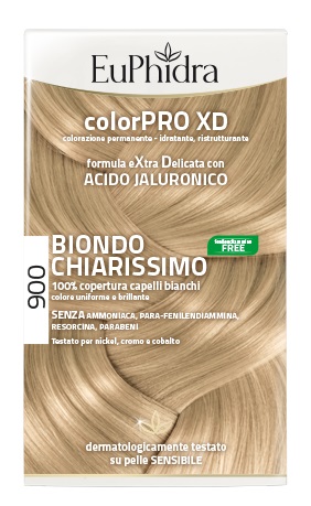 EUPHIDRA COLORPRO XD 900 BIONDO CHIARISSIMO GEL COLORANTE CAPELLI IN FLACONE + ATTIVANTE + BALSAMO + GUANTI - Farmavicinoate