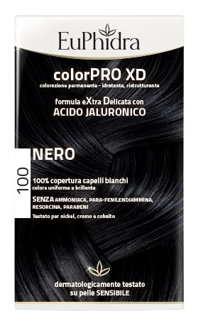 EUPHIDRA COLORPRO XD 100 NERO GEL COLORANTE CAPELLI IN FLACONE + ATTIVANTE + BALSAMO + GUANTI - Farmavicinoate