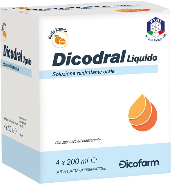 DICODRAL LIQUIDO SOLUZIONE REIDRATANTE ORALE 4 X 200 ML - Farmavicinoate