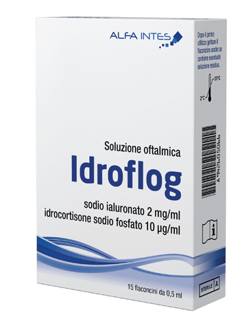 SOLUZIONE OFTALMICA IDROFLOG A BASE DI IALURONATO DI SODIO E IDROCORTISONE SODIO FOSFATO 15 FLACONCINI DA 0,5 ML - Farmavicinoate