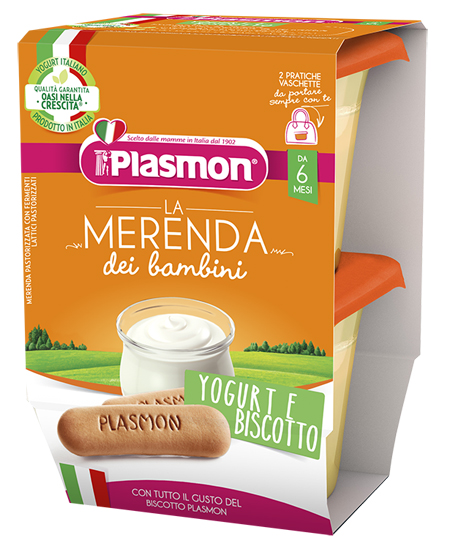 PLASMON LA MERENDA DEI BAMBINI SAPORE DI NATURA YOGURT BISCOTTO ASETTICO 2 X 120 G - Farmavicinoate