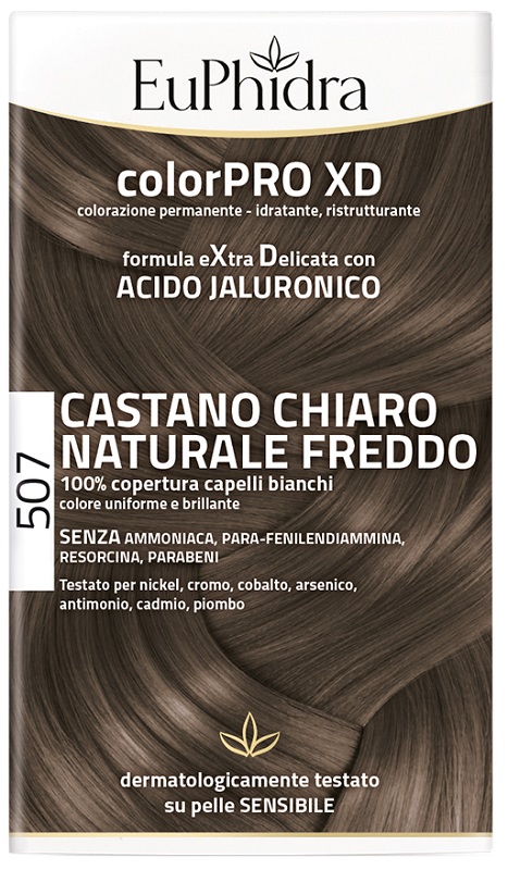EUPHIDRA COLORPRO XD 507 CASTANO CHIARO NATURALE F COLORE + ATTIVANTE + BALSAMO + CUFFIA + GUANTI - Farmavicinoate