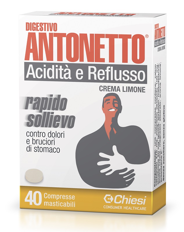 DIGESTIVO ANTONETTO ACIDITA' E REFLUSSO CREMA AL LIMONE 40 COMPRESSE MASTICABILI - Farmavicinoate