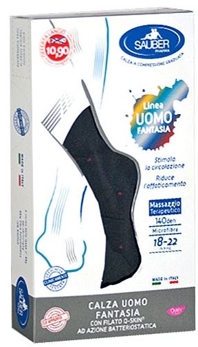 SAUBER CALZA UOMO FANTASIA Q-SKIN 140 DEN BLU POIS ROSSI TAGLIA G PROMO - Farmavicinoate