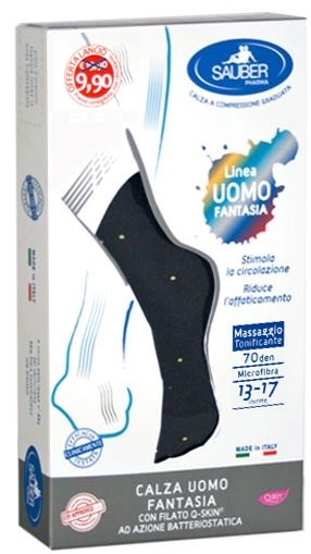 SAUBER CALZA UOMO FANTASIA Q-SKIN 70 DEN BLU POIS GIALLI TAGLIA M PROMO - Farmavicinoate