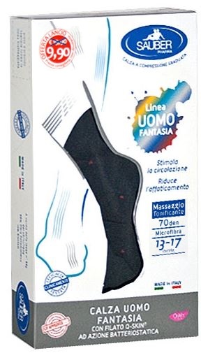 SAUBER CALZA UOMO FANTASIA Q-SKIN 70 DEN BLU POIS ROSSI TAGLIA P PROMO - Farmavicinoate