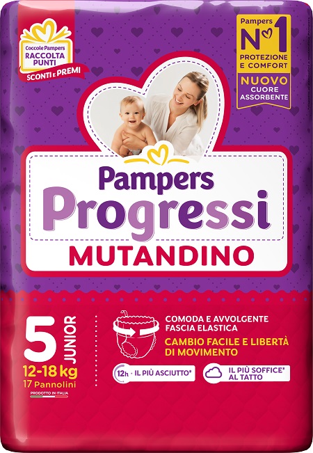 PAMPERS PROGRETGTGI MUTANDINO CP TG5 JUNIOR 17 PEZZI - Farmavicinoate