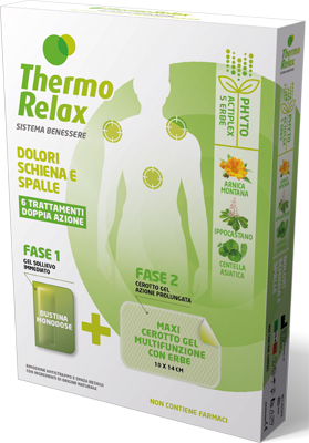 THERMORELAX PHYTO GEL DOLORI SCHIENA E SPALLE FASE 1 GEL SOLLIEVO IMMEDIATO E FASE 2 MAXI CEROTTO GEL MULTIFUNZIONALE CON ERBE 6 PEZZI - Farmavicinoate
