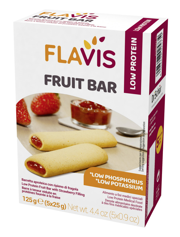 FLAVIS FRUIT BAR BARRETTA APROTEICA CON RIPIENO DI FRAGOLA 5 PEZZI DA 25 G - Farmavicinoate
