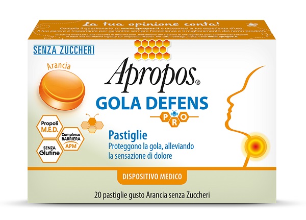 APROPOS GOLA DEFENS PRO 20 PASTIGLIE ARANCIA SENZA ZUCCHERO - Farmavicinoate