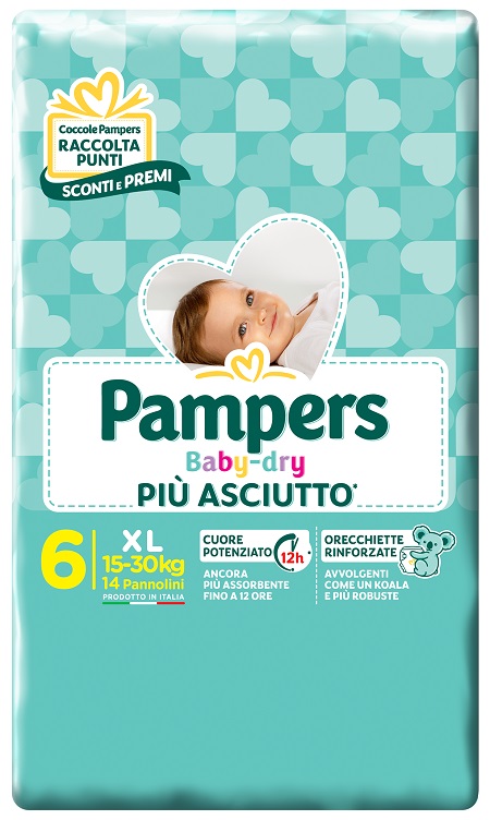 PAMPERS BABY DRY DWCT XL 14 PEZZI - Farmavicinoate