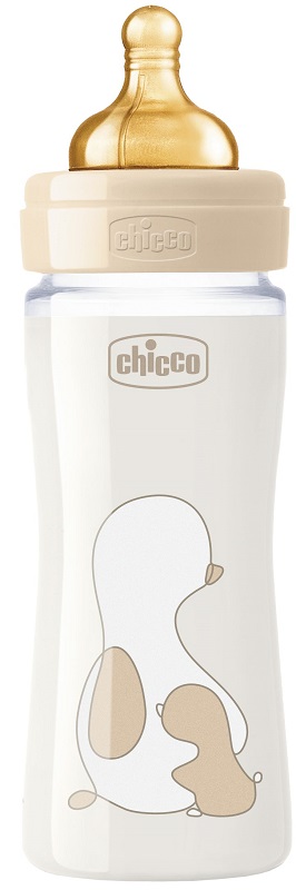 CHICCO BIBERON ORIGINAL 240ML VETRO 1 FORO 1 FORO UNISEX CON TETTARELLA IN CAUCCIU' - Farmavicinoate