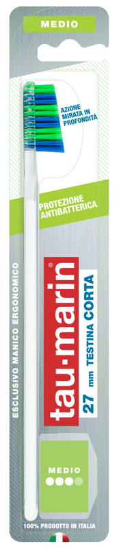 TAUMARIN PROFESSIONAL SPAZZOLINO 27 MEDIO TESTINA CORTA PROTEZIONE ANTIBATTERICA - Farmavicinoate